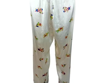 VTG 90s Novelty Clown Jester Rabbit Satin Pajama Pants Clowncore Kidcore Fits L