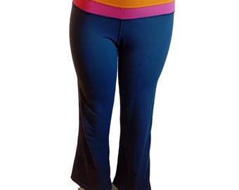 Womens Y2K 2000s Vintage VTG Lululemon Athletica Flared Yoga Pants Workout Wide Orange Pink Waist Band Gym Exercise Approximately Size Large