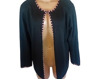 Cárdigan abierto Nonpareil vintage de los 90, estilo Y2K, con hombreras, ribete de punto de látigo, Whimsigoth M