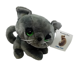 NUEVO CON ETIQUETAS Peluche vintage Y2K Artlist El Gato Cabeza Grande Tamaño Completo Peluche Azul Ruso