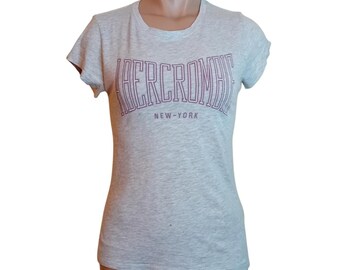 Y2K 2000s Vintage Womens Teens Light Abercrombie & Fitch Varsity Casual Printed Logo School Tshirt Loungewear Sporty Relaxation Size XS READ