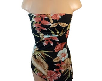 VTG Y2K HAVE Floral Beach Cover Tube Top Asymmetric Handkerchief Tropical Aprx S