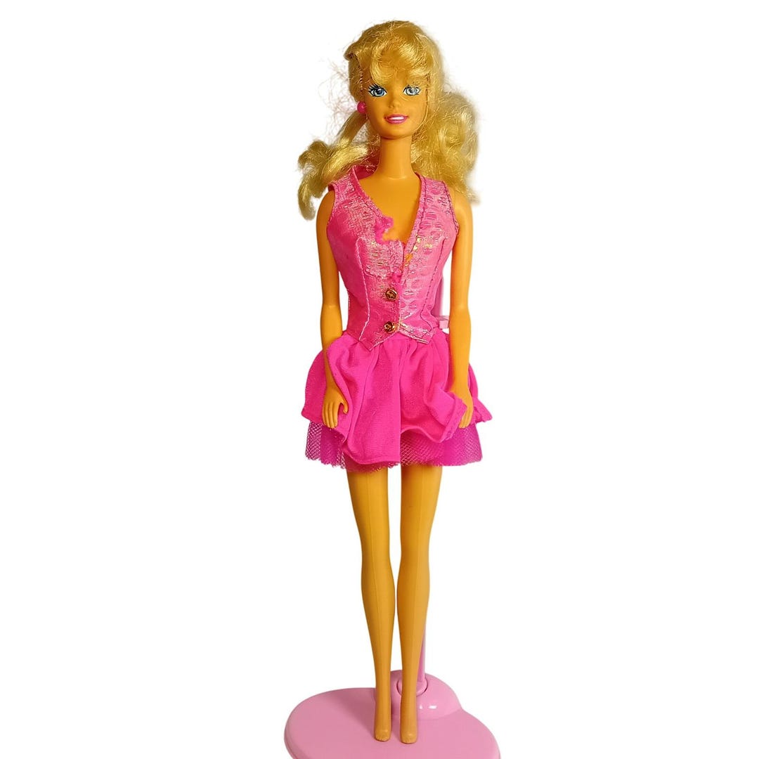 Barbie Ruffle Fun 1994 Ruffle Fun Barbie Fashion Doll #12435 Redressed Cut N Style Dress ...