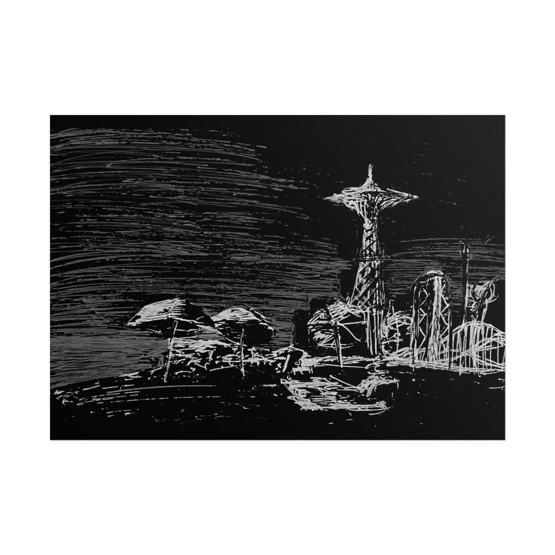 Coney Island Sketch Rolled Print, New York City Sketch, NYC Gift, Brooklyn Print, Coney Island ...