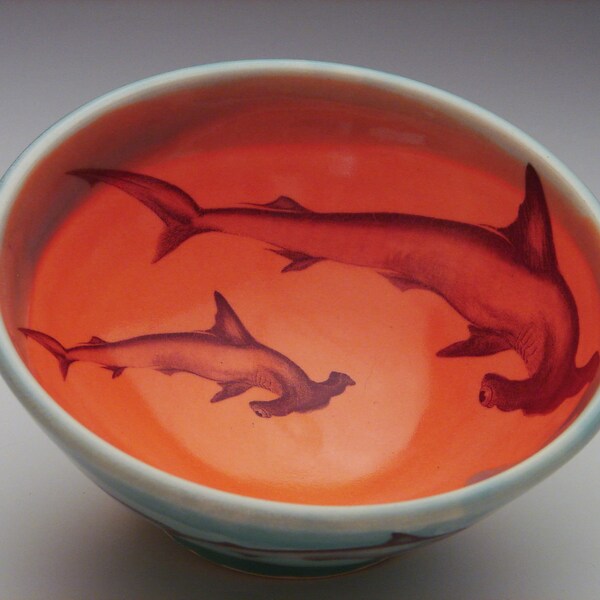 Hammerhead Shark Bowl/ pottery wheel thrown