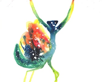 Cosmic Praying Mantis ORIGINAL Watercolor Painting 9X12