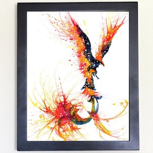 Cosmic Phoenix Art Print, Watercolor 8x10, Panting by Tanya Casteel