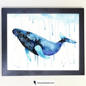 Cosmic Humpback Whale Art Print, Watercolor 8x10