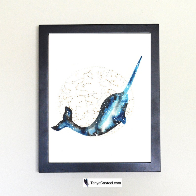 Cosmic Narwhal Art Print Watercolor 8x10 | Etsy