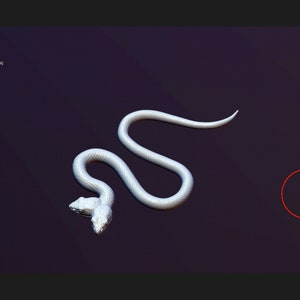 May include: A white, two-headed snake figurine with a coiled body. The snake is posed in a classic S-shape.