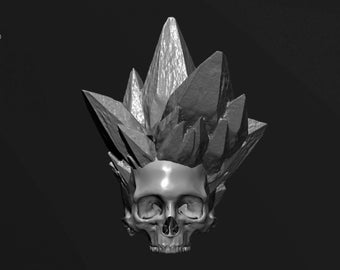 Quartz Skull Large Spikes Flat Back STL Digital File for 3D Printing