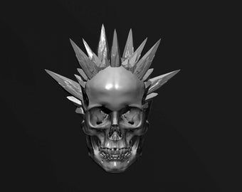 Spiked Skull Flat Back STL Digital File for 3D Printing