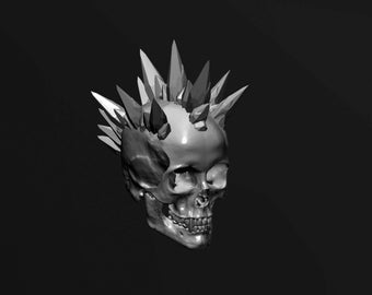 Triple Mohawk Skull STL Digital File for 3D Printing