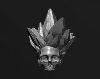 Quartz Skull Large Spikes STL Digital File for 3D Printing