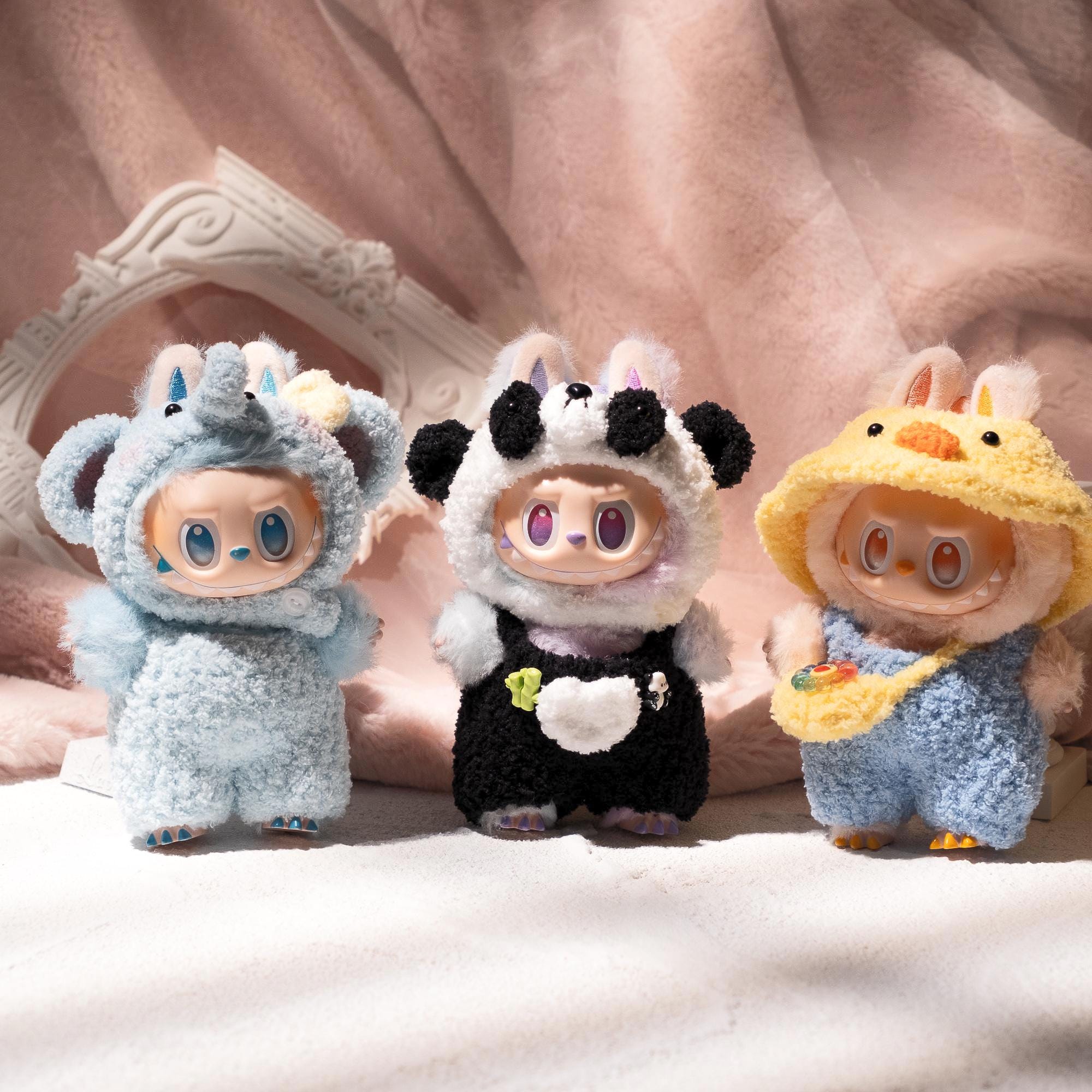 Cute Labubu Plush Doll Clothes Set Animal Style Handmade Outfit Pop Mart Labubu Dolls Toy Accessories Panda Elephant Sunflower Duck Costume