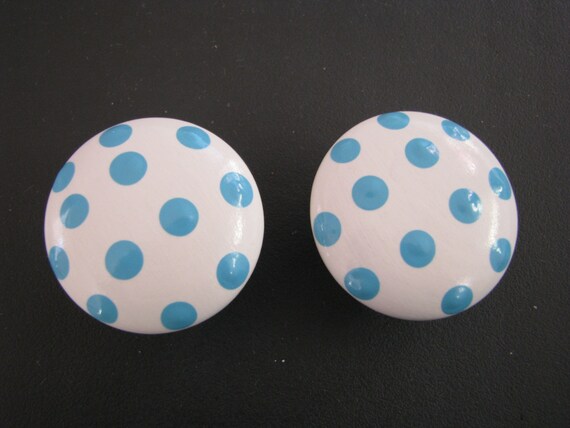 Aqua Polka Dot Drawer Knobs Etsy