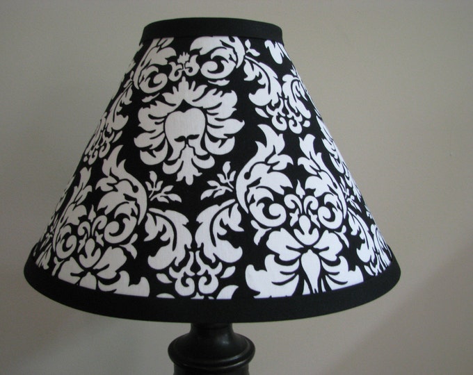 Black and White Damask Lamp Shade Bedroom Lamp Nursery Light Etsy