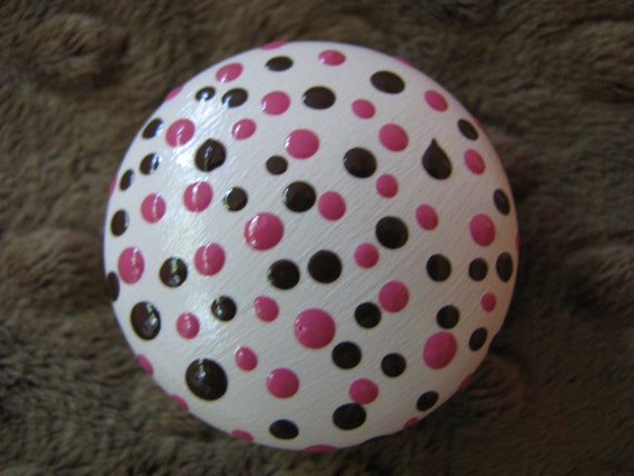 Drawer Knobs Pink And Brown Polka Dot Drawer Knob Etsy