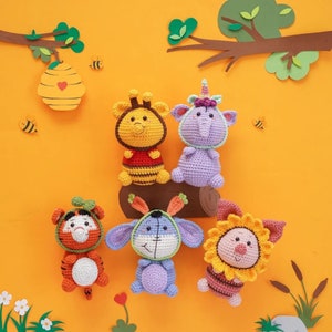 PATTERN BUNDLE 6 IN 1 - Winnie and Friends Crochet Pattern amigurumi pattern English Step By Step Pdf