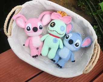 3in1 CROCHET PATTERN Big Blue and Pink Alien Monsters Scrump (Amigurumi, Crochet, Photo tutorial PDF file)