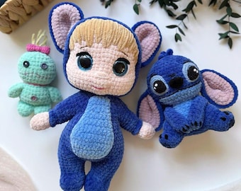 Stitch and Scrump CROCHET PATTERN Blue and Baby Alien Monsters (Amigurumi, Crochet, Photo tutorial PDF file)