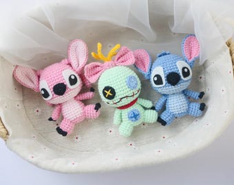 3in1 CROCHET PATTERN Mini Blue and Pink Alien Monsters Scrump (Amigurumi, Crochet, Photo tutorial PDF file)