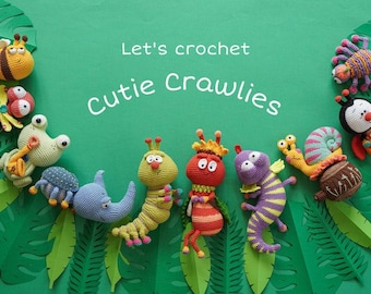 Crochet Pattern Bundle 11in1 Characters Crawlers Spider, Ladybug,Honey Bee,Fly, Hercules Beetle,Ant, Caterpillar,Owl,Ladybird,Wasp,Dragonfly