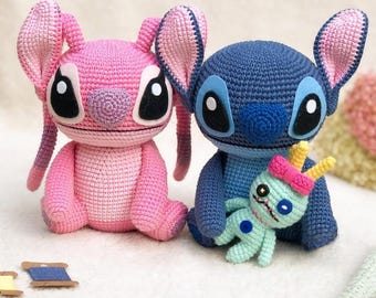 3in1 PDF CROCHET PATTERN Jumbo Stitch, Angel and Scrump Doll | amigurumi blue alien pattern| Disney Lilo and Stitch