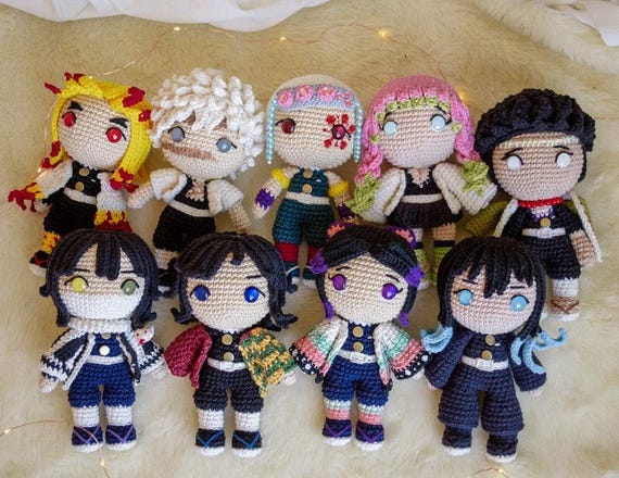 Crochet pattern Demon Slayer 9in1 Bundle Pdf Patterns Anime-Inspired Creations, HASHIRAS, English PDF