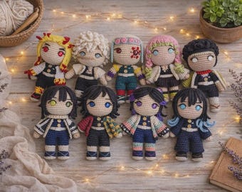 Crochet pattern Demon Slayer 9in1 Bundle Pdf Patterns Anime-Inspired Creations, HASHIRAS, English PDF
