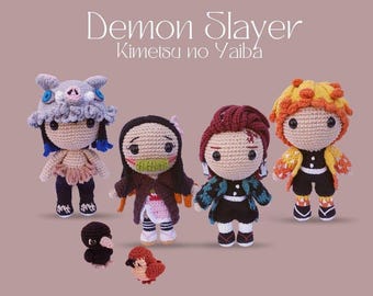 Crochet pattern Demon Slayer 5in1 Bundle Pdf Patterns Anime-Inspired Creations, kimetsu No Yaiba , English PDF killer Squad