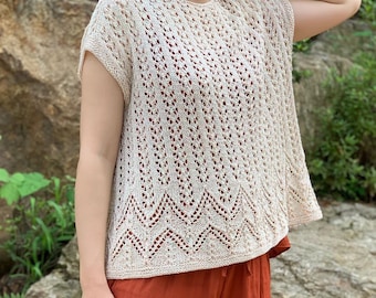 Roving Summer Top Knitting Pattern Instant Download Top Knitting Pattern | Simple yet stylish summer tee PDF
