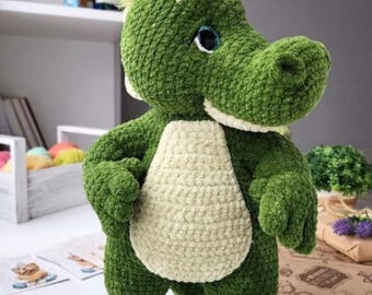 Crocodile plush crochet no sew pattern Amigurumi alligator for the Christmas gift or other holidays souvenir Amigurumi tutorial PDF EN GR