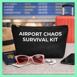 Carry On Essentials Pouch, Airport Survival Kit Bag, TSA Approved Travel Organizer, Flight Essentials Cosmetic Bag