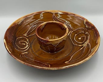 Bol para patatas fritas y salsa Dryden Pottery “Ozark Frontier” original de 1 pieza, vintage.