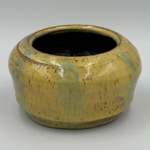Vintage Art Pottery Bowl/Planter Green & Yellow Glaze