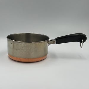 Vintage 1qt 1801 Revere Ware kopparpläterad rostfri kastrull - utan lock