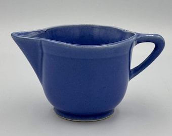 Jarra de crema de cerámica azul Sevilla de Cameron Clay Pottery, estilo vintage, marcada como fabricada en EE. UU.