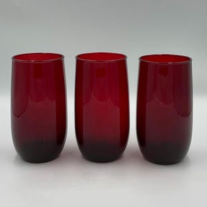 Zestaw 3 kieliszków Vintage Anchor Hocking Royal Ruby Red "Roly Poly"