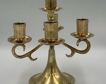 Vintage Gold 5 Arm Solid Brass Candelabra
