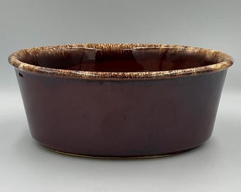 Vintage Hull Brown Tropfhaus & Gartenspiegel Braun Oval glasierte 2qt Backform