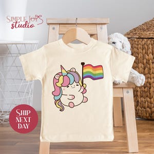Unicorn Pride Shirt for Toddler, LGBTQ+ Rainbow Flag Tee, Cute Toddler T-Shirt, Gender Inclusive Clothing, Pride Outfit for Kids(SK-PRI14)