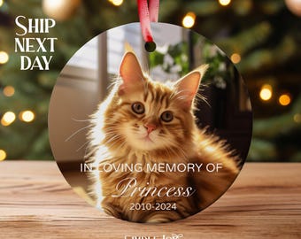 Personalized Cat Memorial Ornament: Custom Photo Keepsake