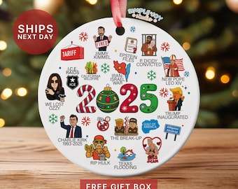Décoration de Noël amusante avec le bilan des années 2025 pour un cadeau unique - Décoration de Noël récapitulative pour les événements majeurs (SO-322)