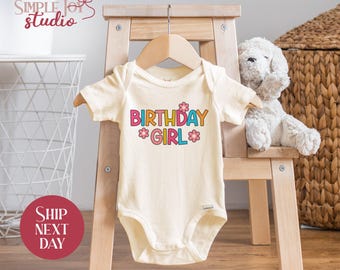 Birthday Girl Onesies® Brand, Floral Baby Shower Gift, First Birthday Outfit, Newborn Girl Clothes, Baby Girl Birthday Gift(SK-BIR30)