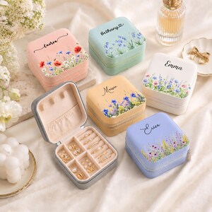 Personalized Wildflower Travel Jewelry Box | Custom Bridesmaid Gift(CAS-1)