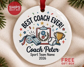 Thank You Sport Coach Ornament Personalized Cute Varsity Sports Team Keepsake Custom Coach Christmas Decoration Coach Appreciation GiftSO-65