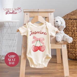Personalized Cherry Baby Onesie®: Custom Name Infant Bodysuit