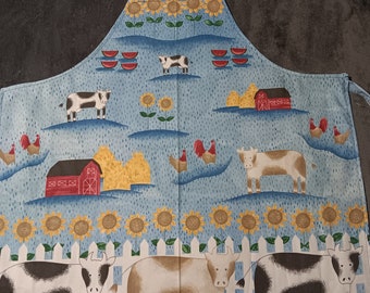 New Handmade Farm scene Adult Apron