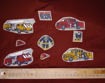 Fire truck 9Pcs iron on appliques